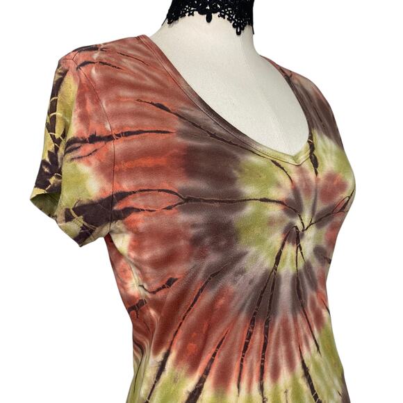 VTG Y2k 90's TRYST Cute Tie Die Green/Brown/Pink Top - Picture 6 of 9